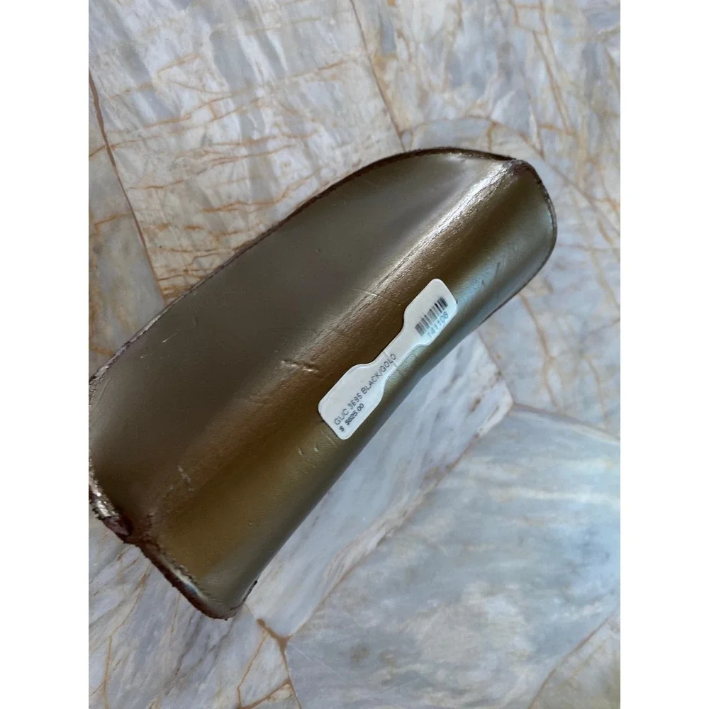 Gucci Hard Shell Sunglasses Case Olive Green Metallic GG Monogram Interior